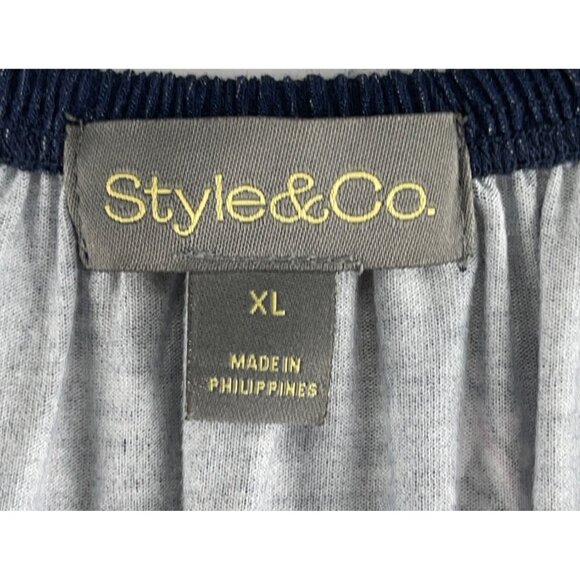 Style & Co. XL Shirring Top Blue Paisley Design Rayon & Spandex Blend - Picture 7 of 10